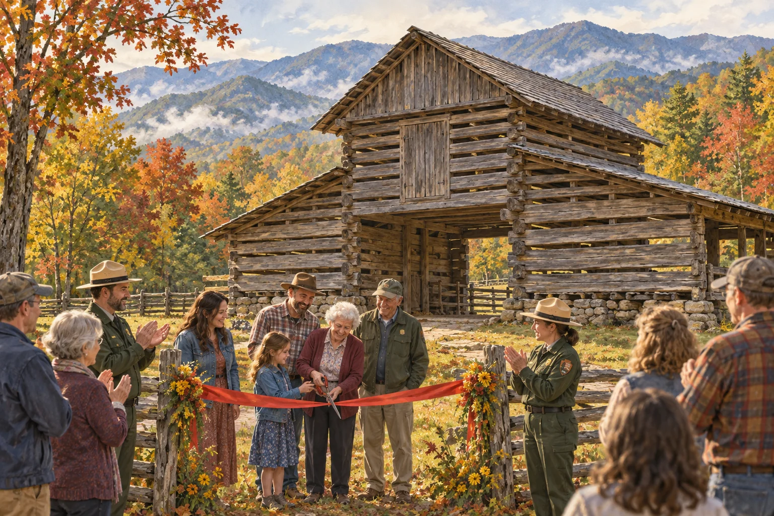 Smokies Families Celebrate the Rebuilt John Messer Barn